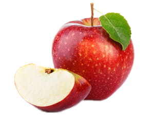 Pomme rouge avec une tranche